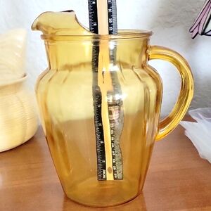 VTG. DEPRESSION Amber Glass Pitcher EUC